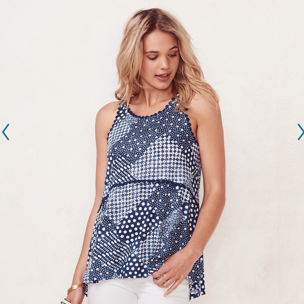 NWT Lauren Conrad Crochet Tank Sz Large